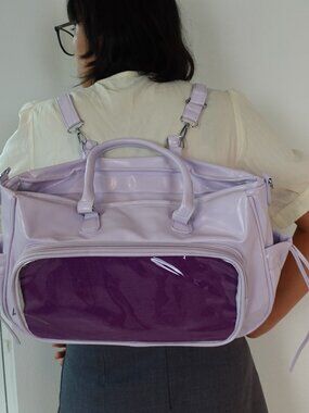 Lavender Ita Bag Y2K Tote Purse Convertible Backpack Crossbody Kawaii Anime Pin